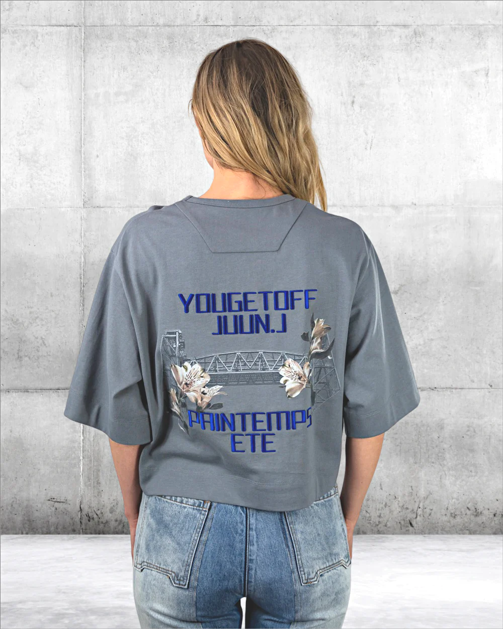 Women Grey Print Crop T-shirt Juun.J