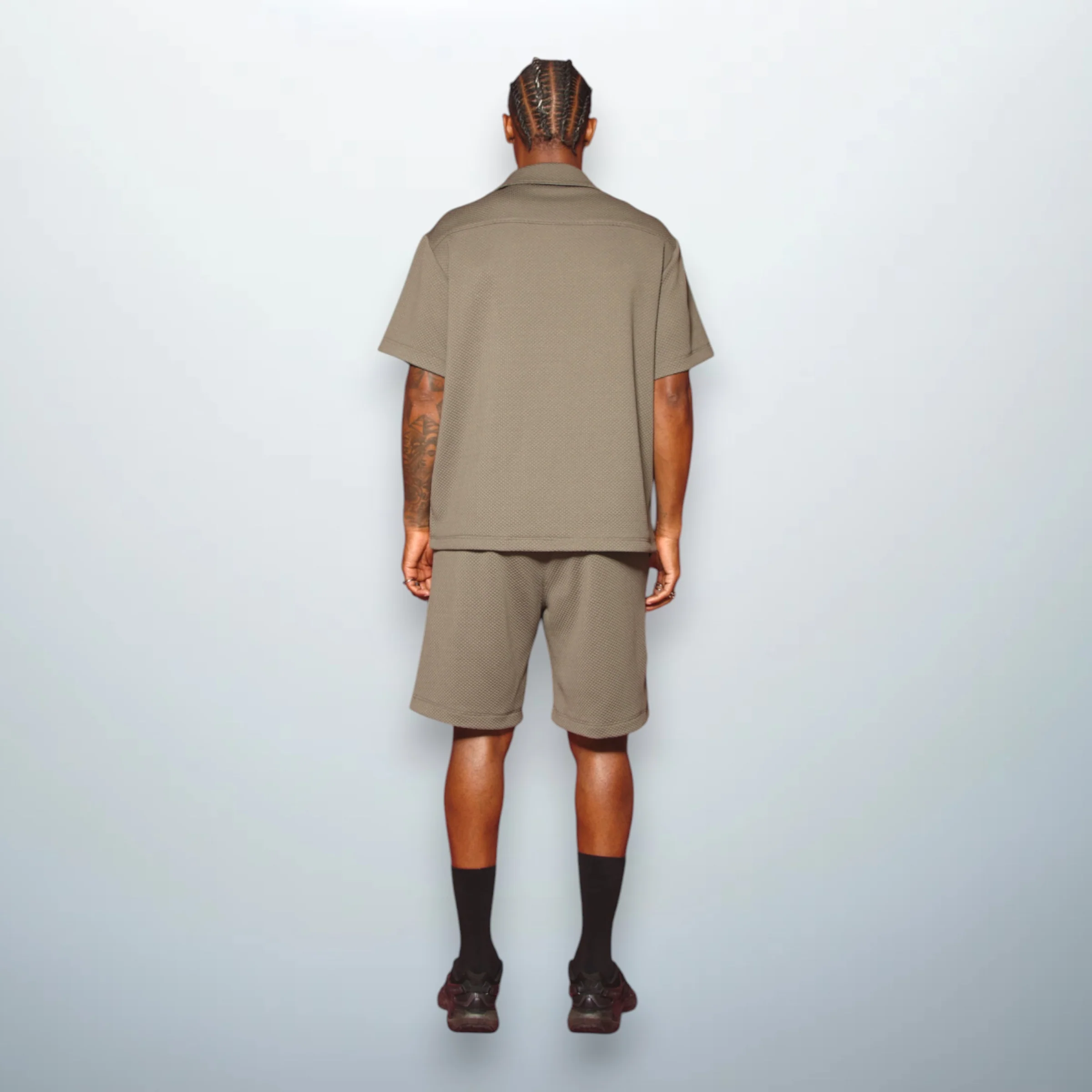 Textured Khaki Shorts