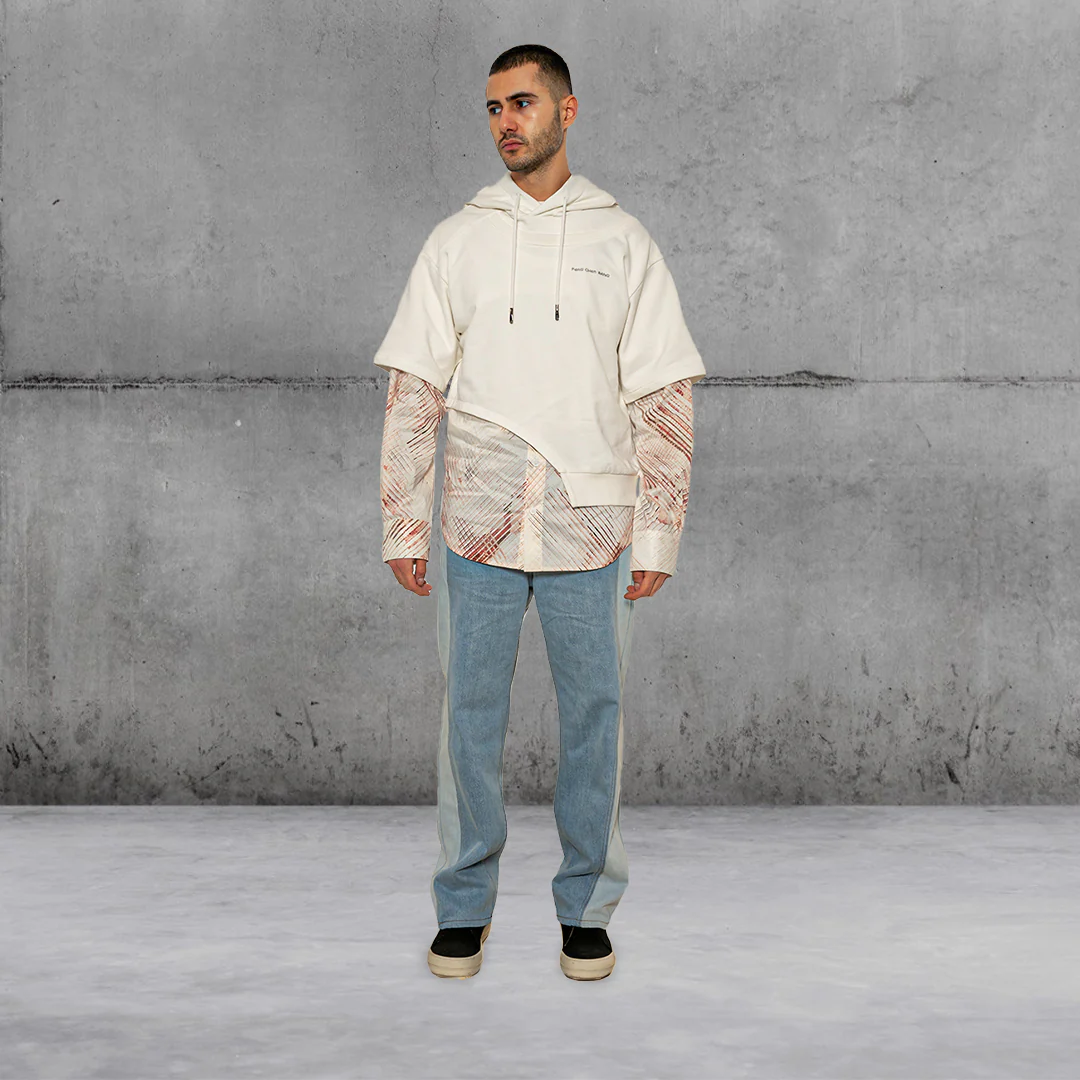 Shirting Panelled Hoodie by Feng Chen Wang