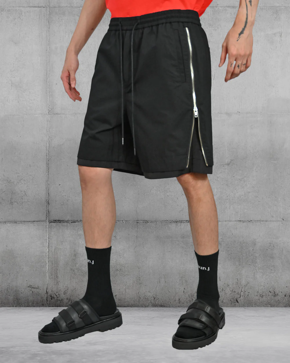 Zipper Detail Cotton Shorts Juun.J