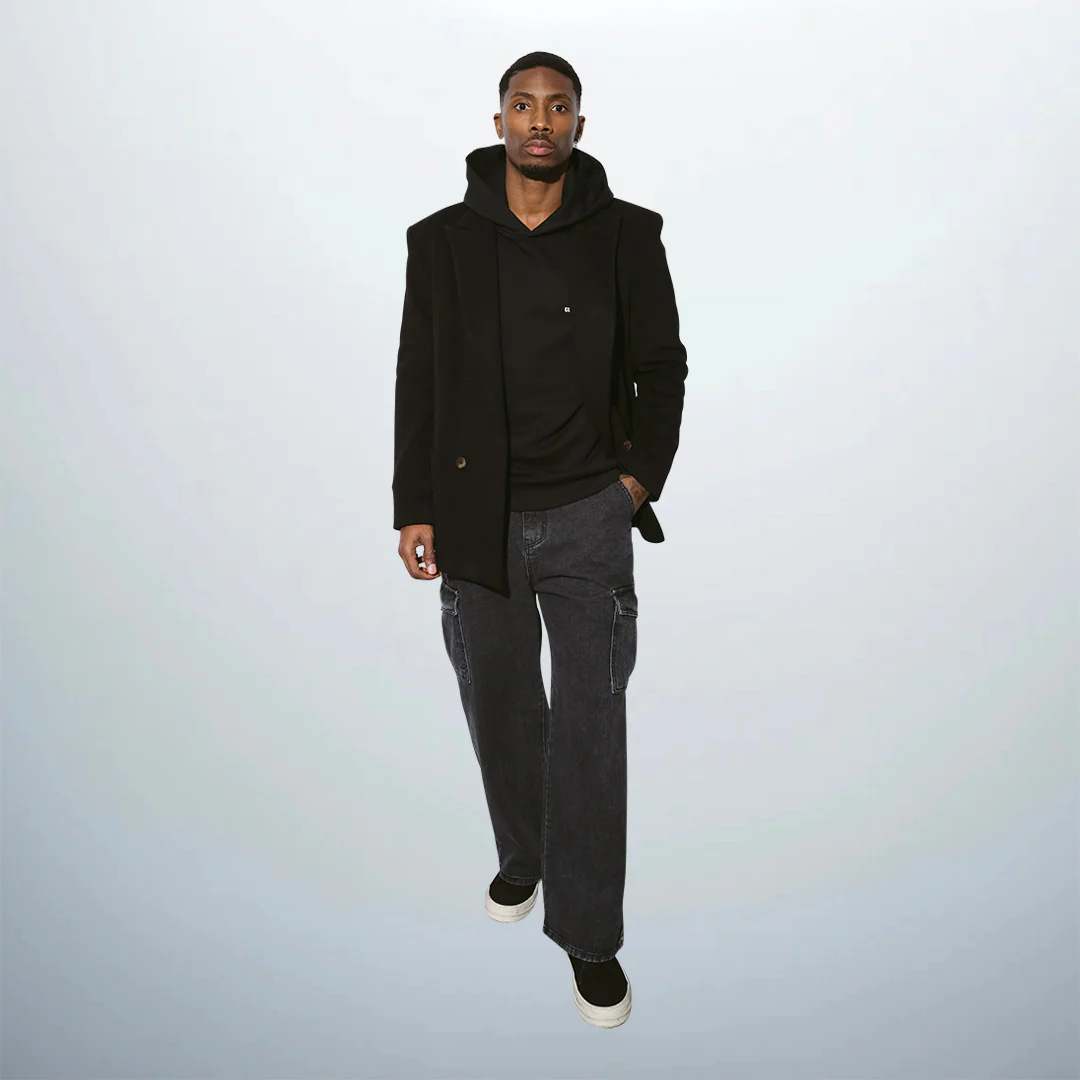 Straight Leg Denim Cargo Pants