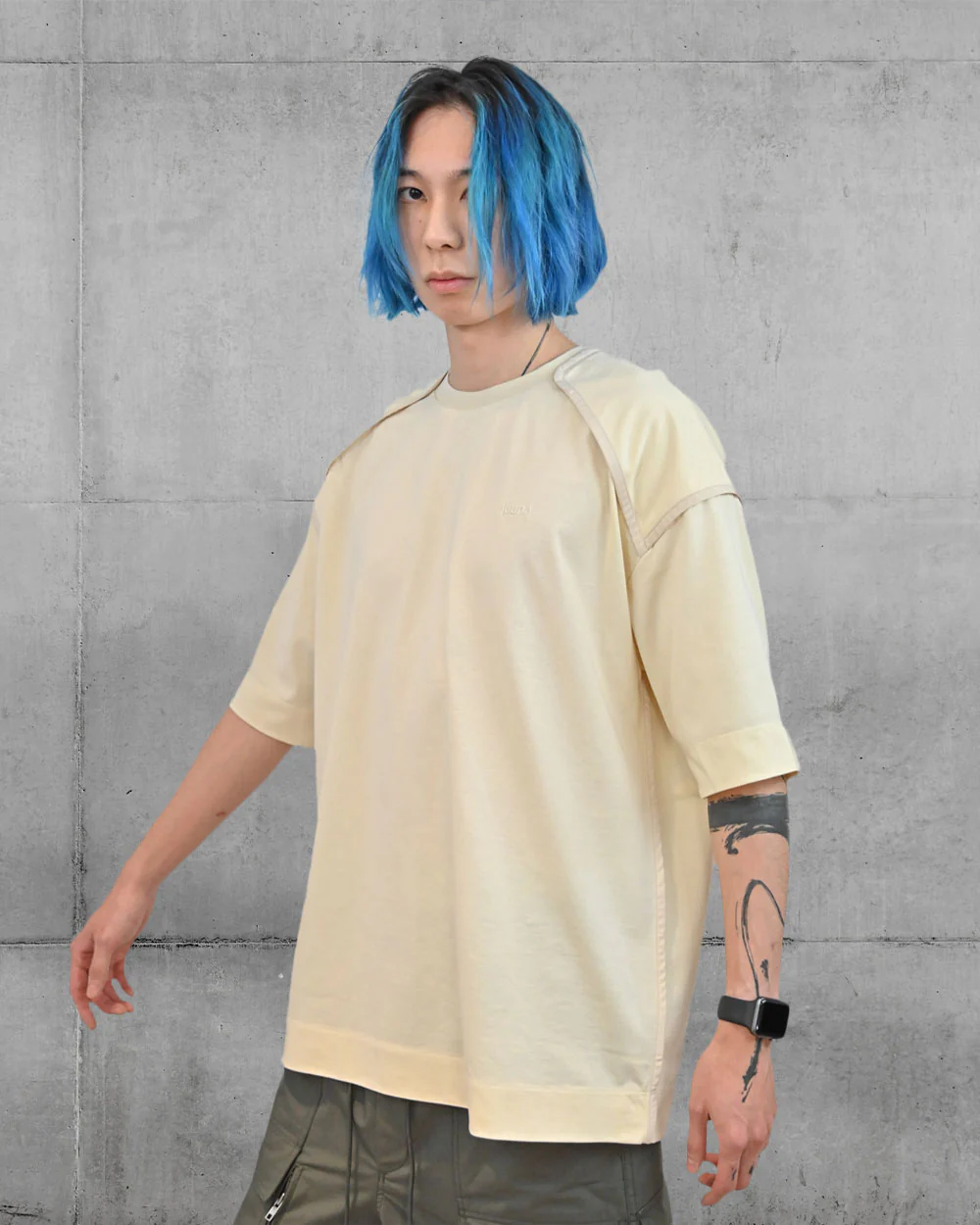 Piping Knit Collar Half Sleeve T-Shirt Juun.J