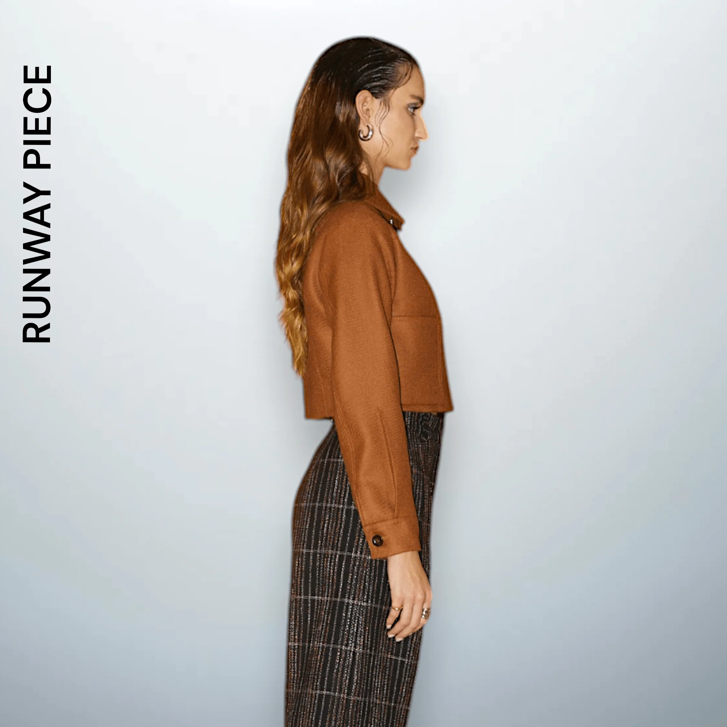 Cropped Camel Wool Zip-Up Jacket
