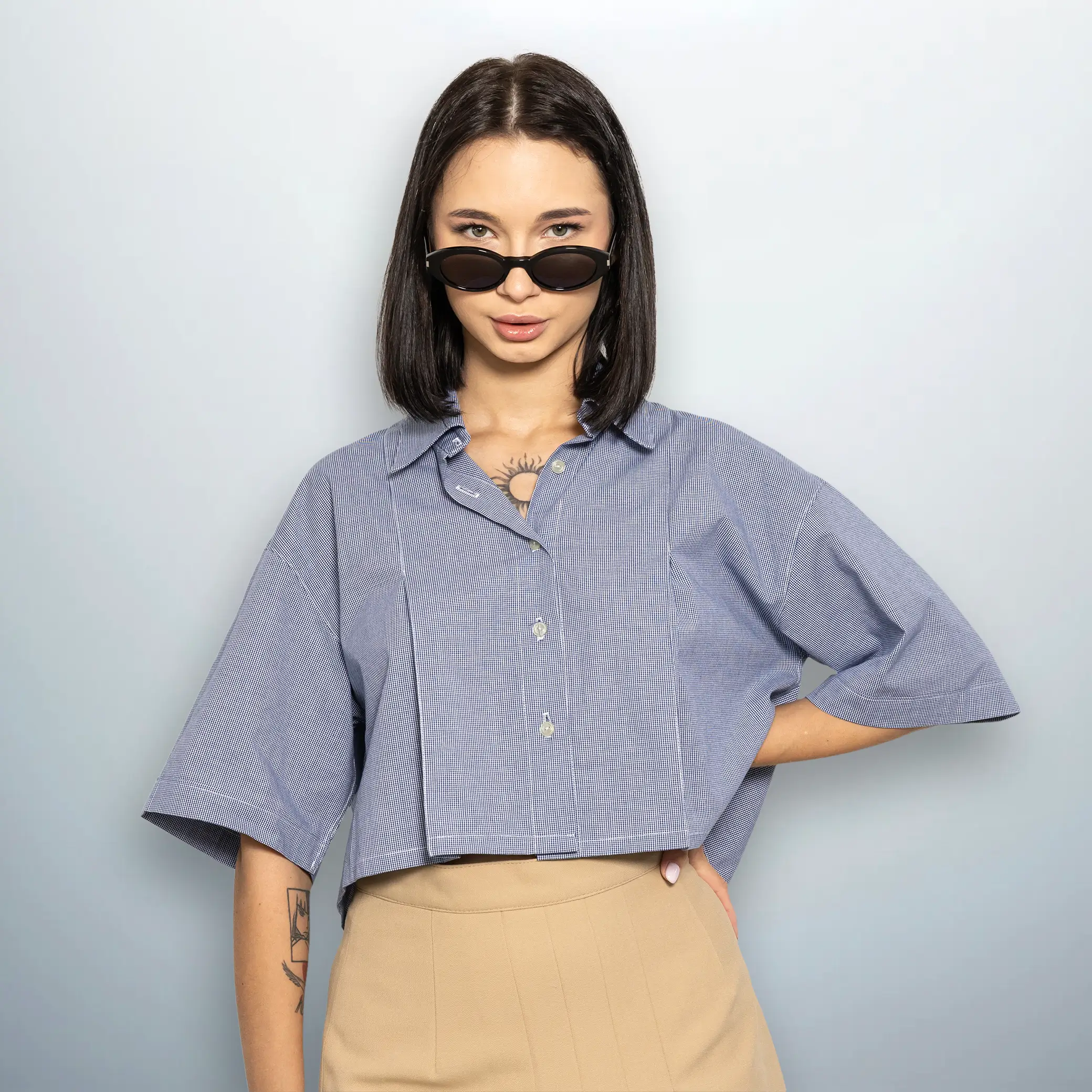 Pleated Cropped Shirt