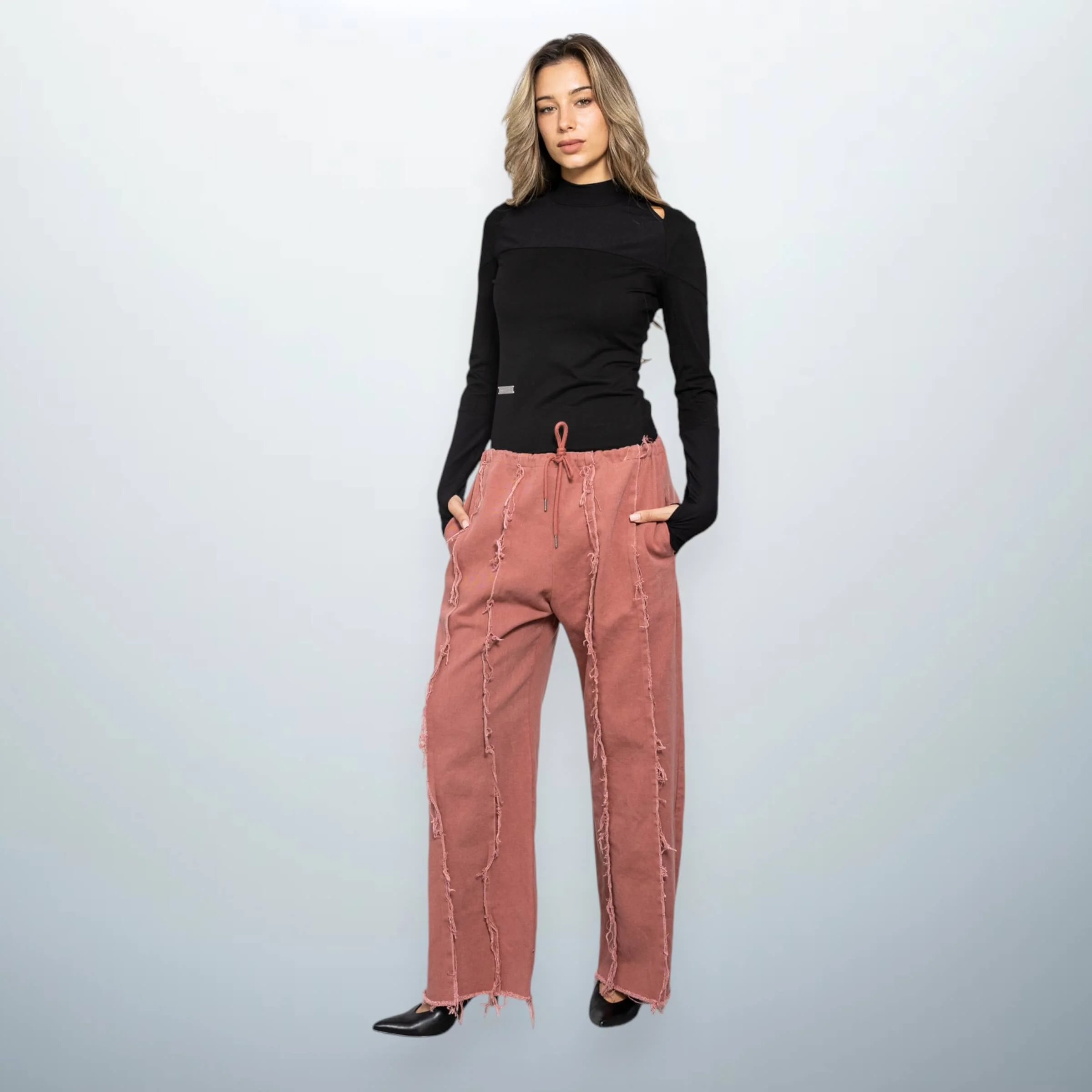 Pink Distressed Pants
