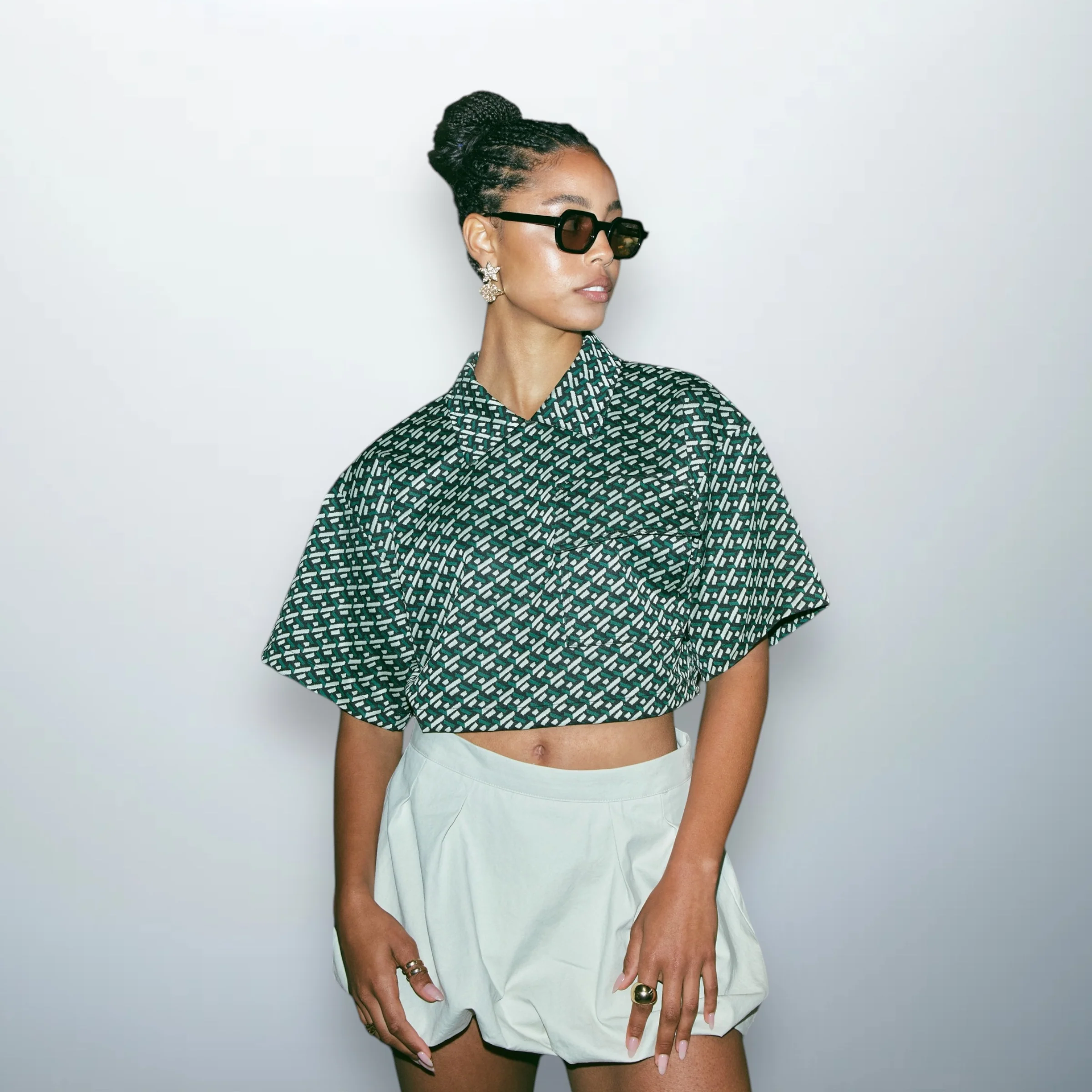 Cropped Geometric Polo