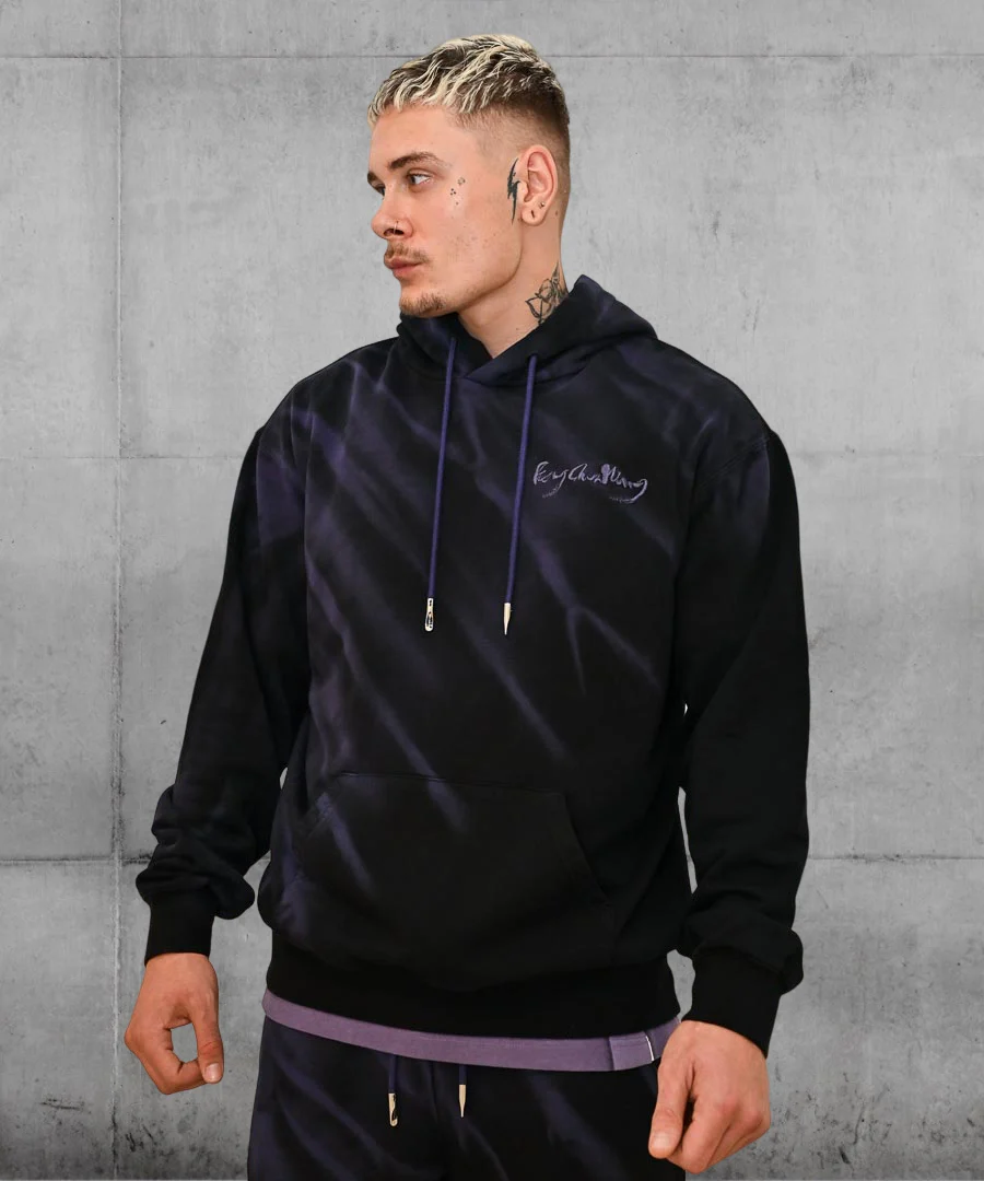 TIE-DYE Hoodie black purple- Feng Chen Wang
