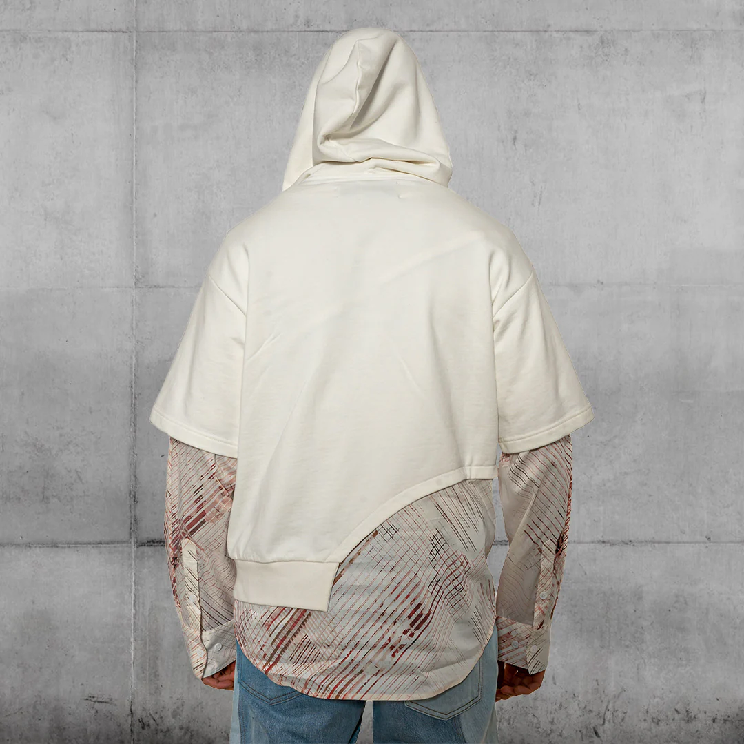 Shirting Panelled Hoodie by Feng Chen Wang