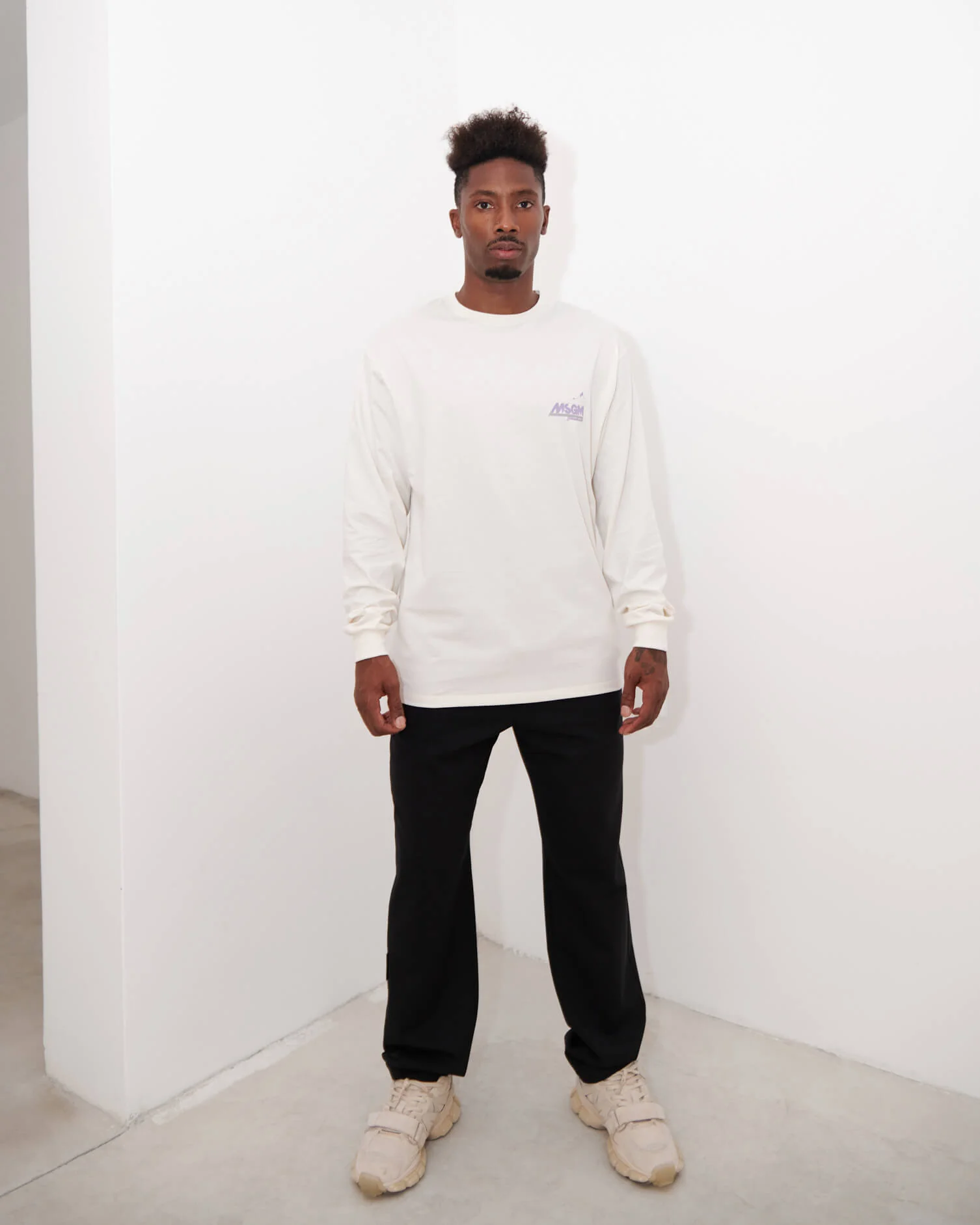 Logo-print cotton T-shirt long sleeve by MSGM