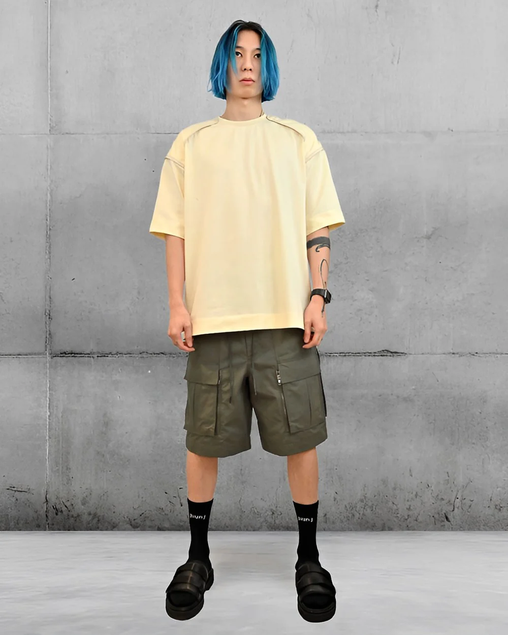 Piping Knit Collar Half Sleeve T-Shirt Juun.J