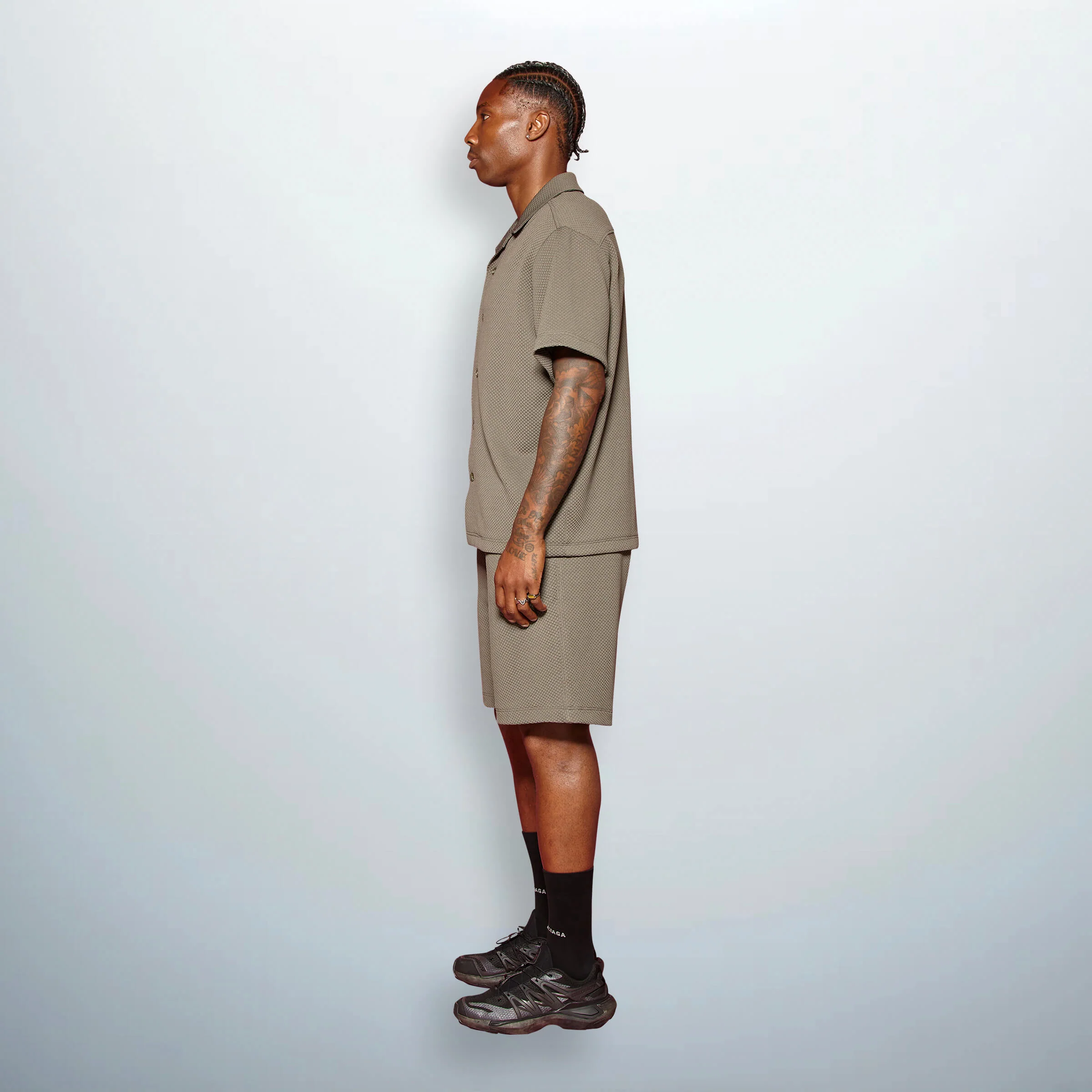 Textured Khaki Shorts