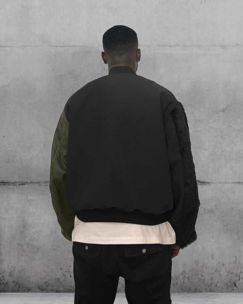 Panelled jacket  black and green made by Feng Chen Wang