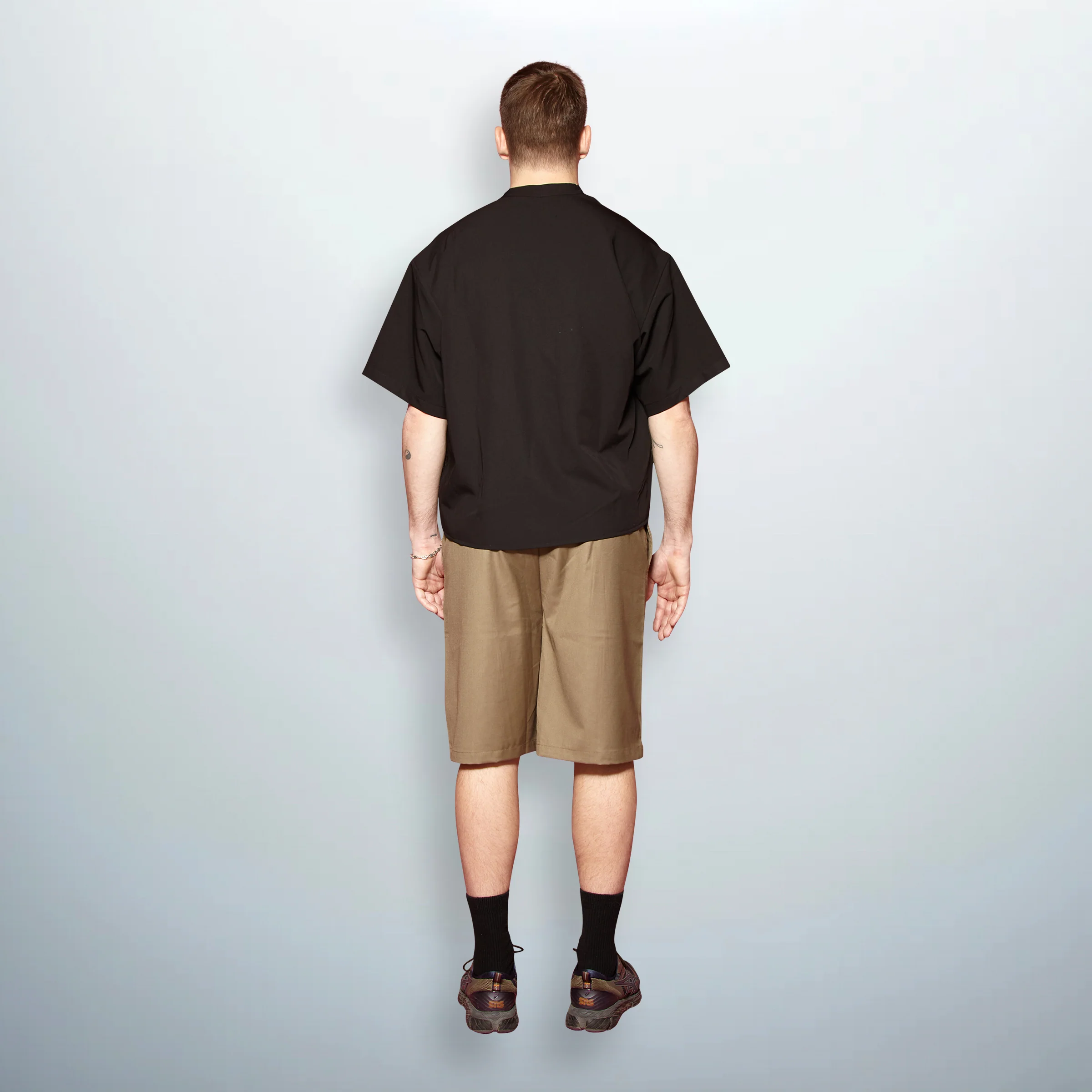 Collarless Black Shirt