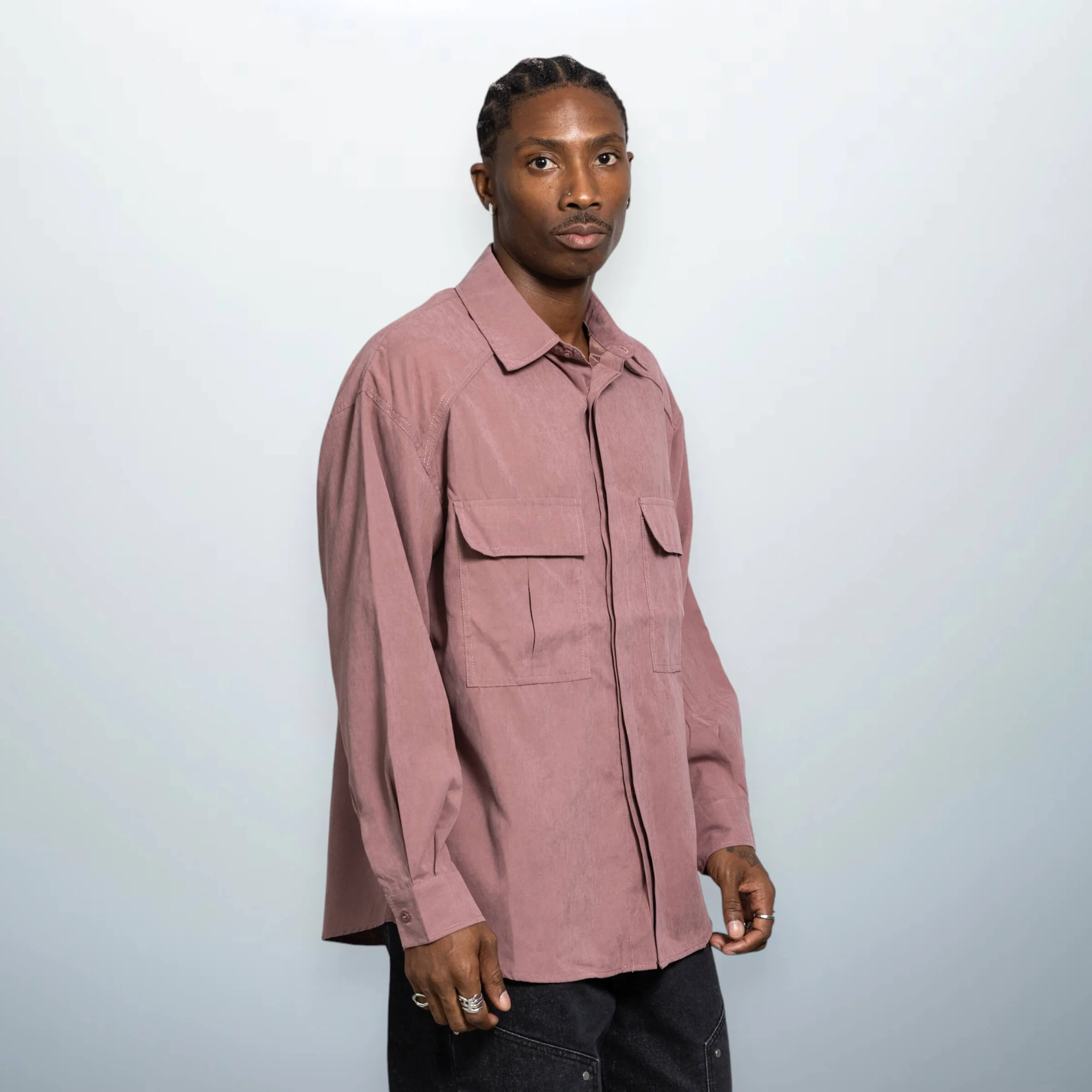 Pink Long-Sleeve Pocket Shirt