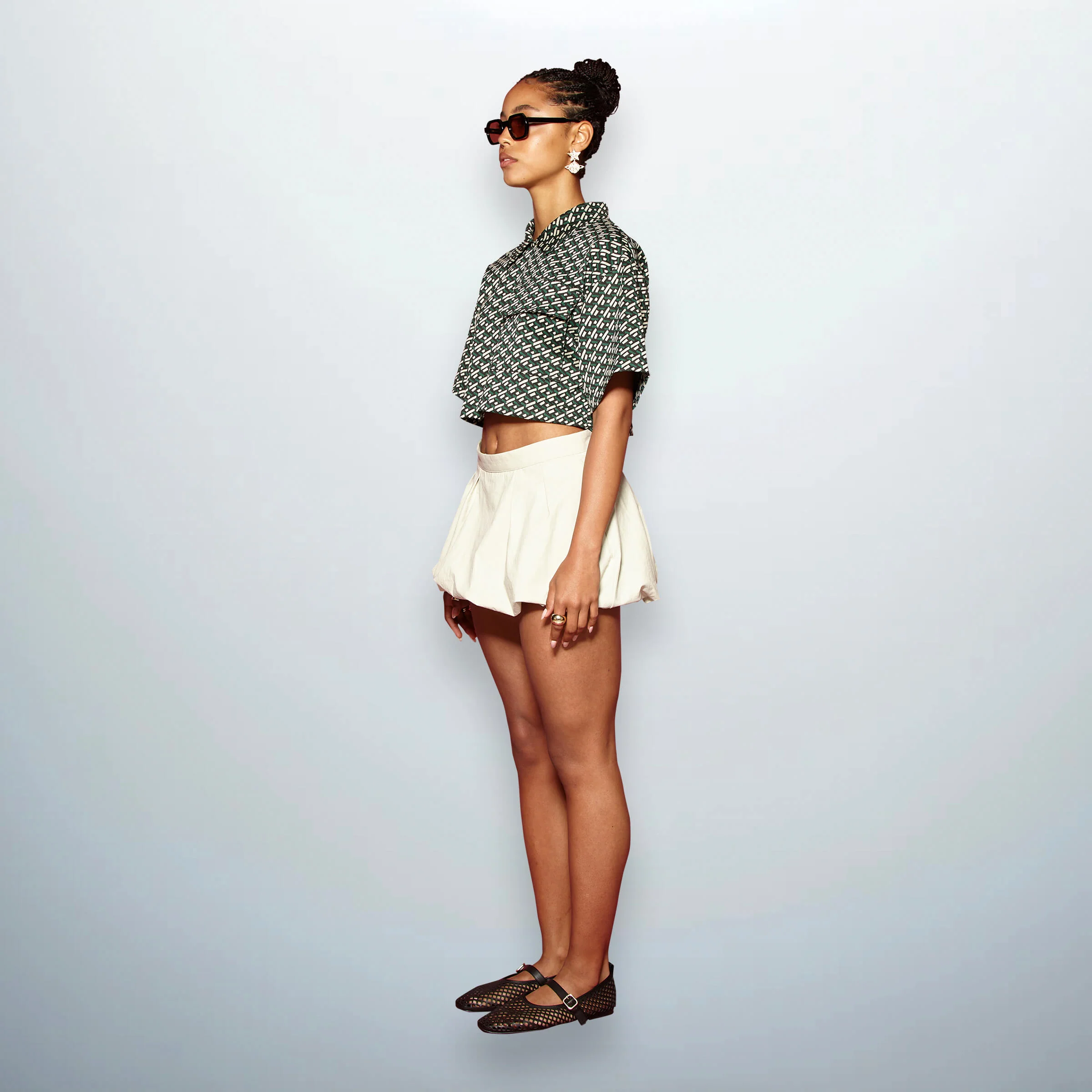 Cropped Geometric Polo