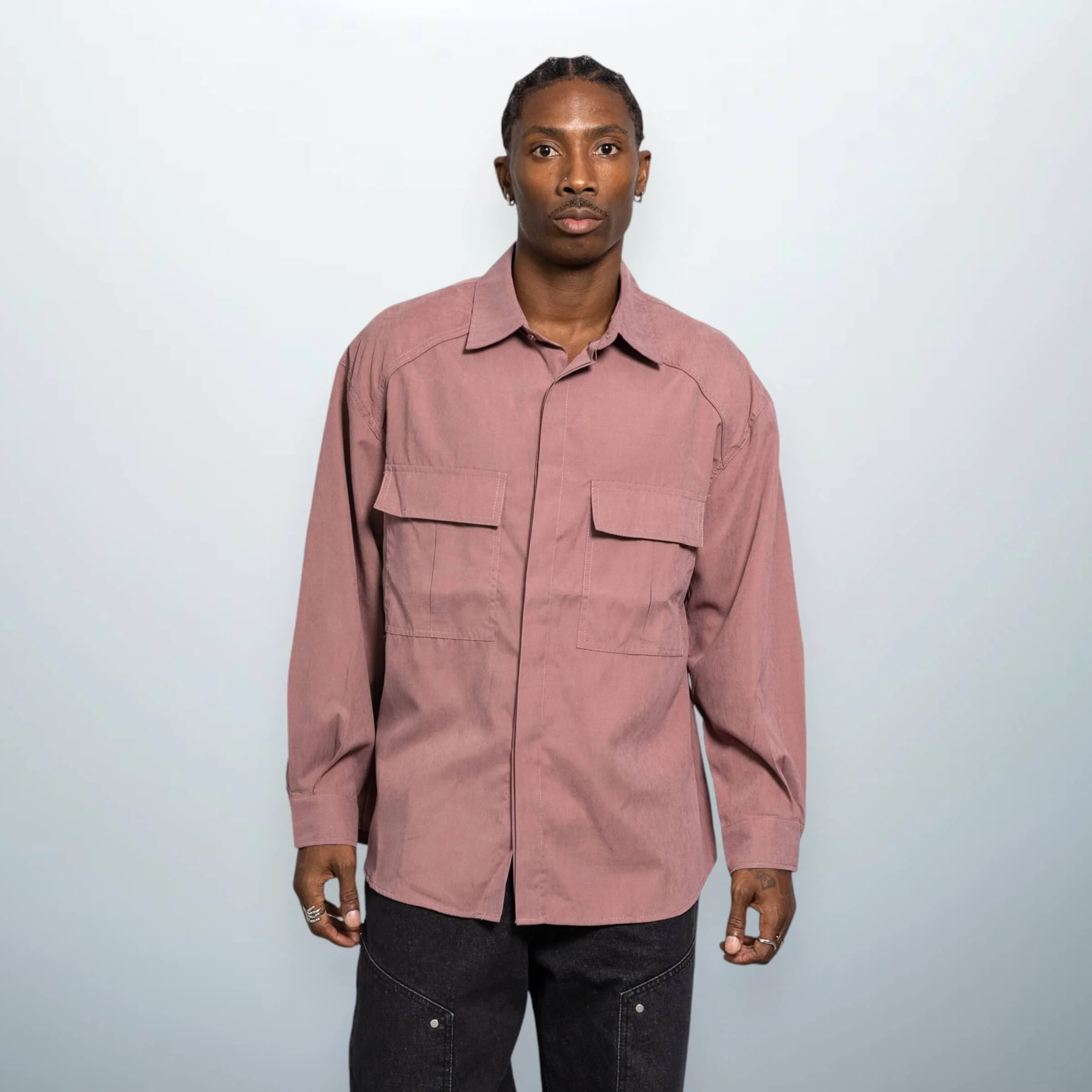 Pink Long-Sleeve Pocket Shirt