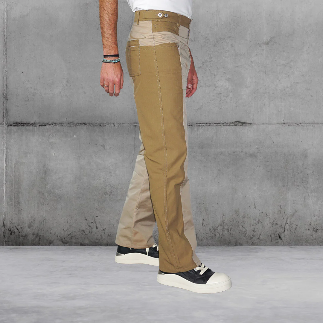 Khaki Paneled Trousers