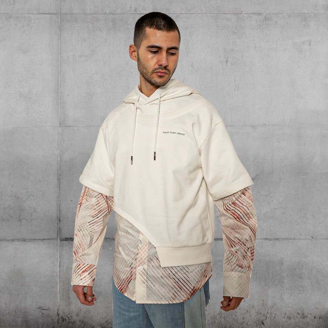 Shirting Panelled Hoodie by Feng Chen Wang