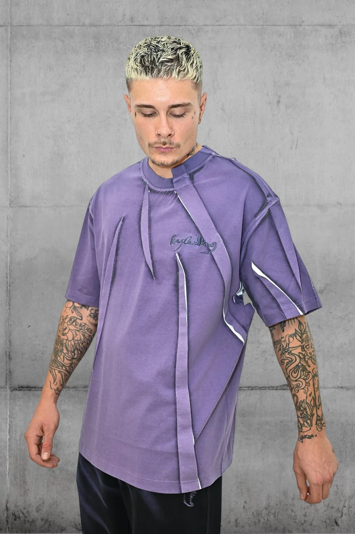 The Pleated T-shirt PURPLE by Feng Chen Wang