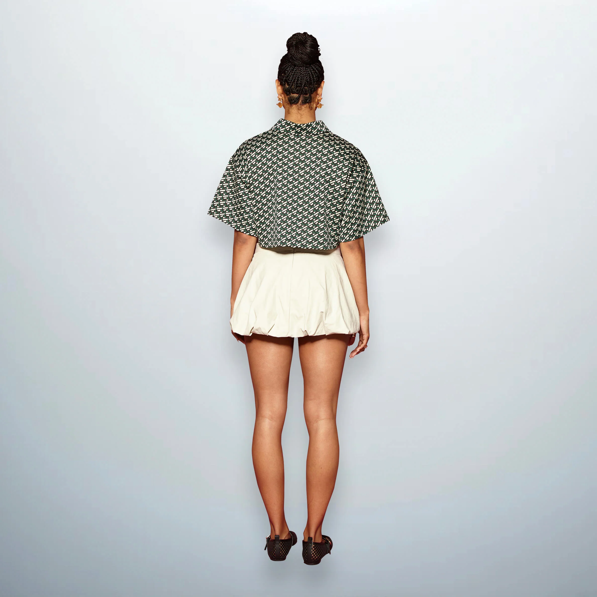 Cropped Geometric Polo