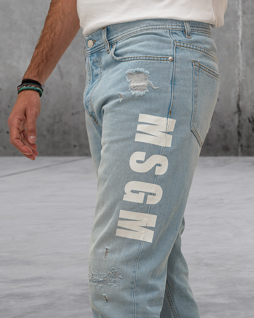 Denim Pants Light Blue By MSGM