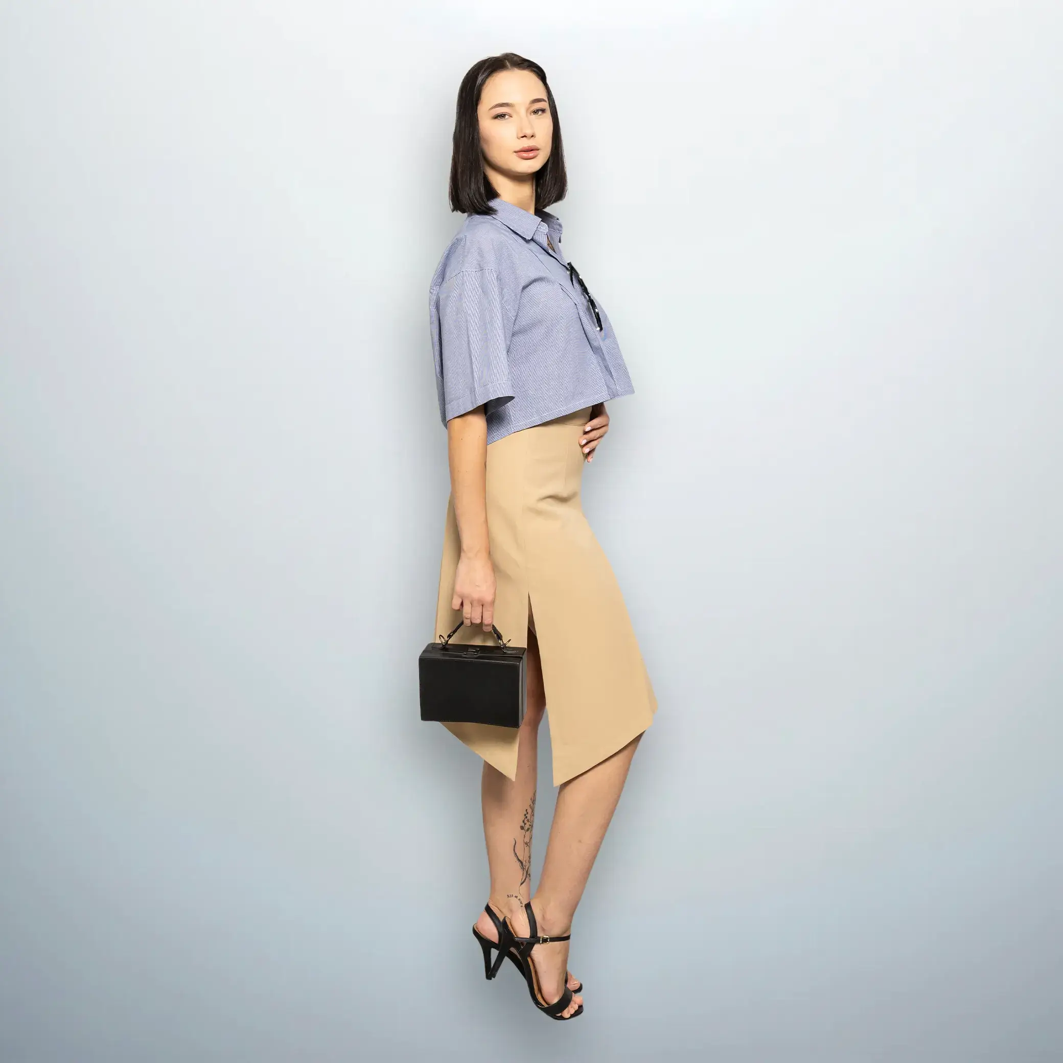 Asymmetric Pleated Skirt