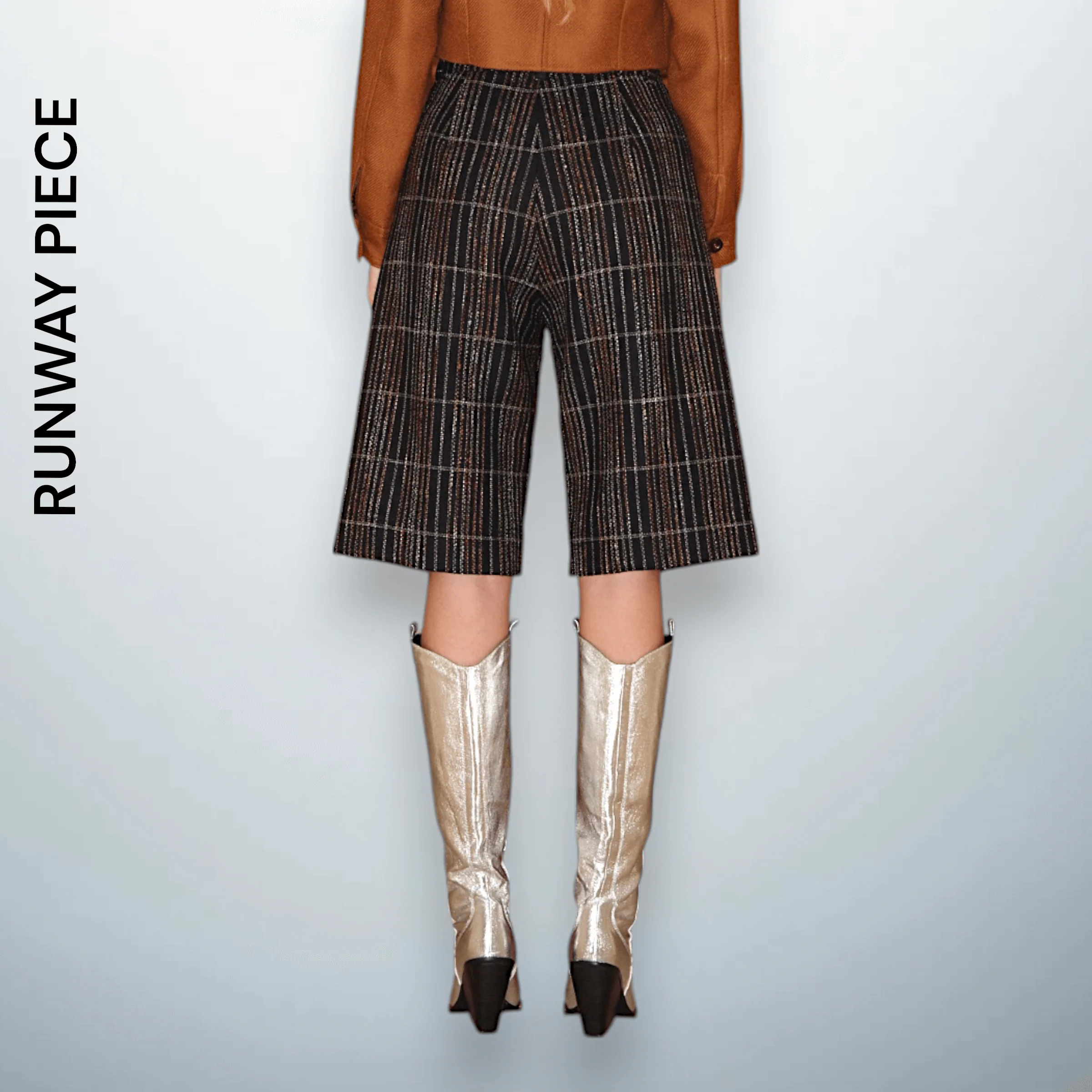 Wide Plaid Wool Shorts
