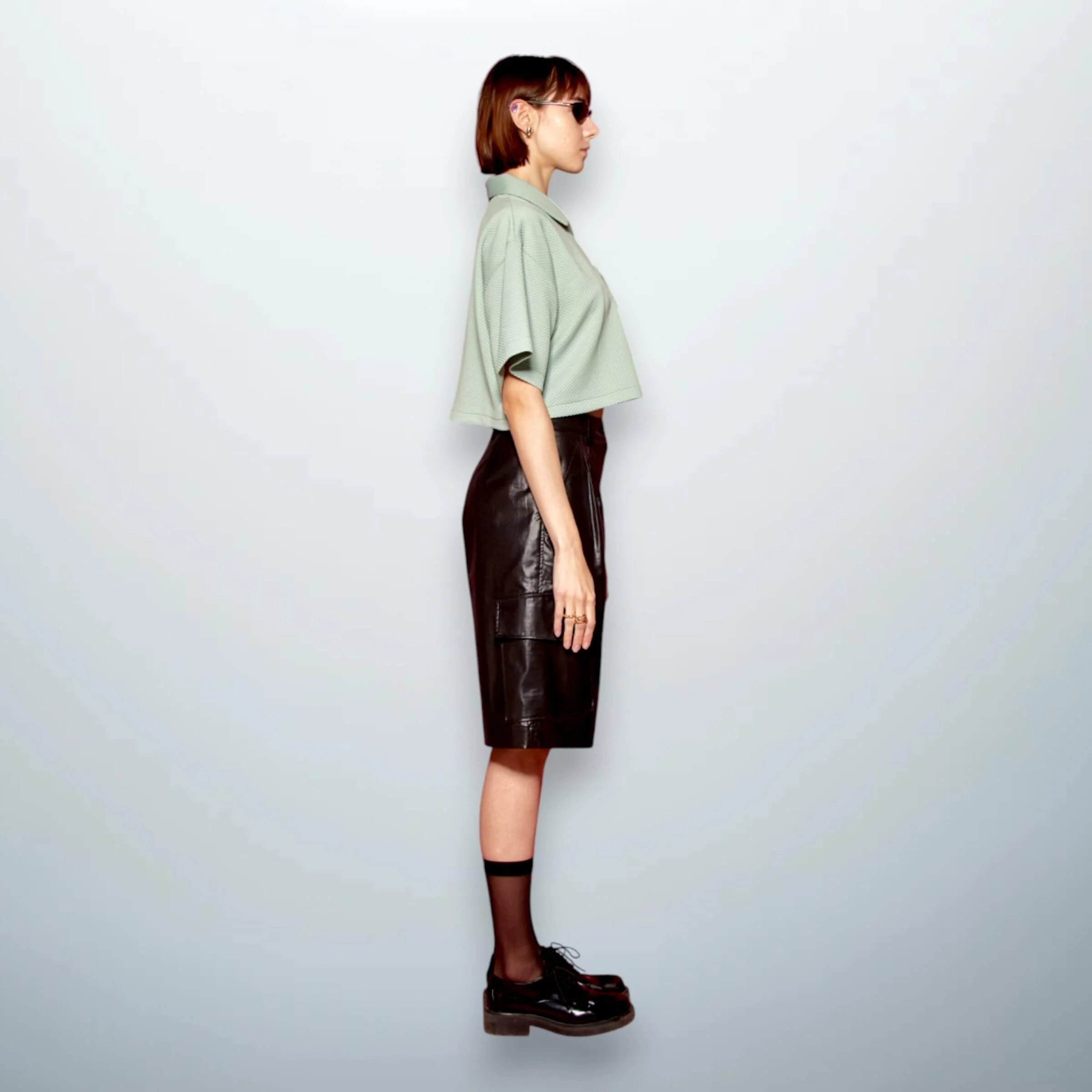 Cropped Textured Polo Mint