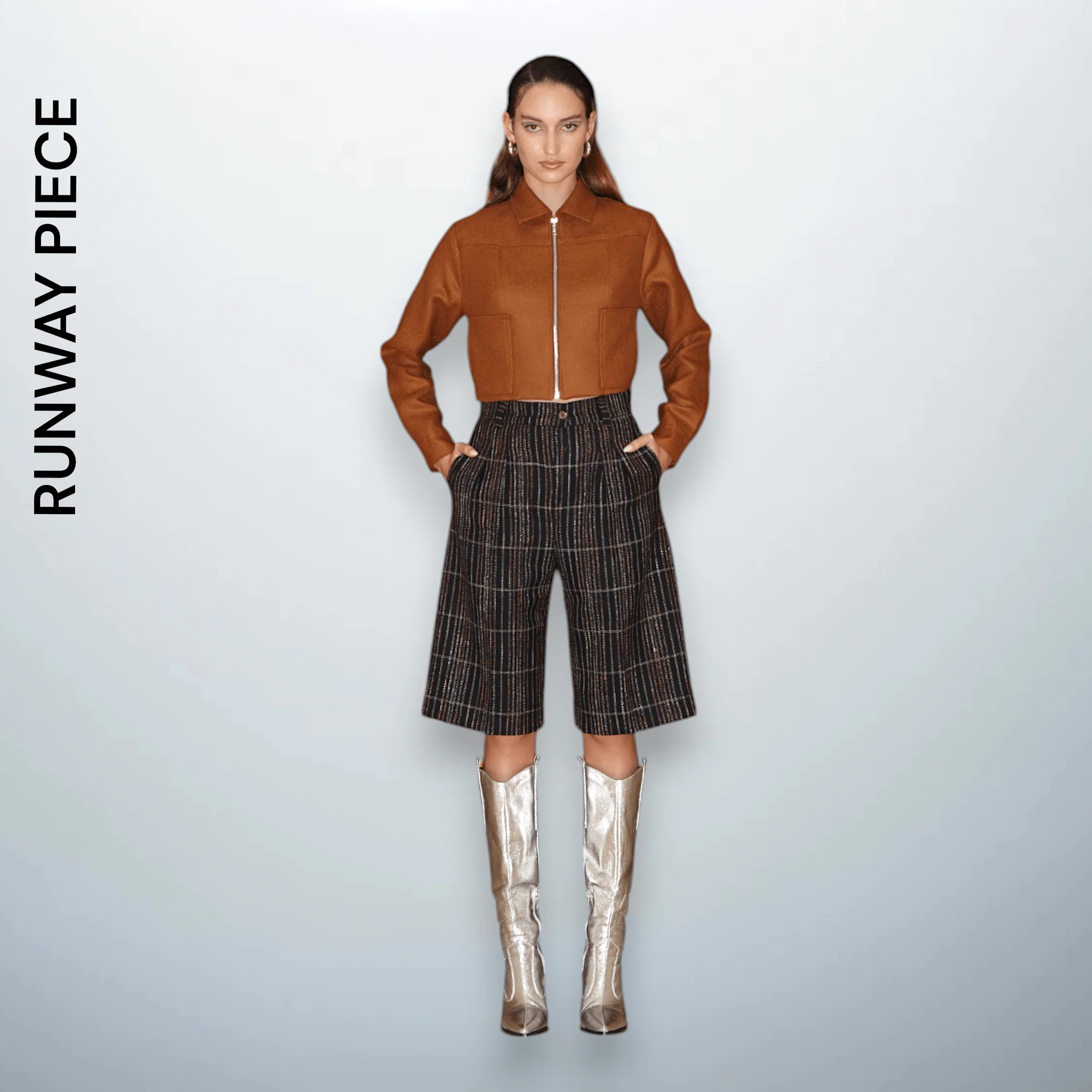 Wide Plaid Wool Shorts