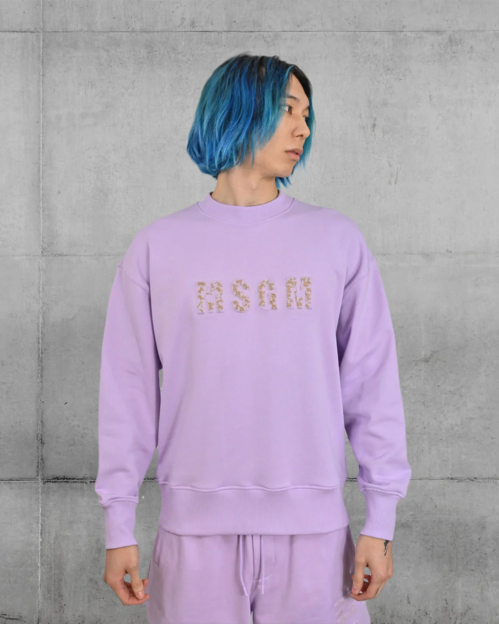 Lilac Felpa Sweatshirt Logo MSGM