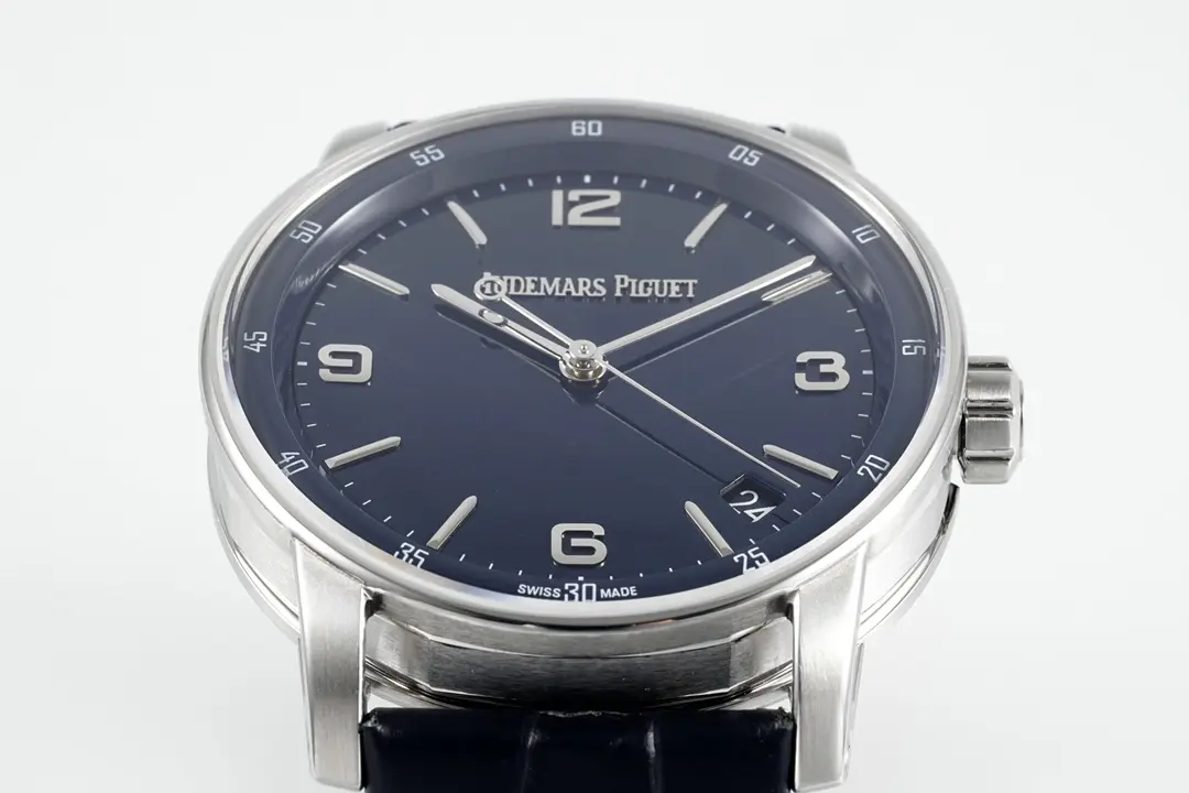 watch Audemars Piguet CODE 11.59 Blue Dial Three-Hand Automatic Watch with Leather Strap