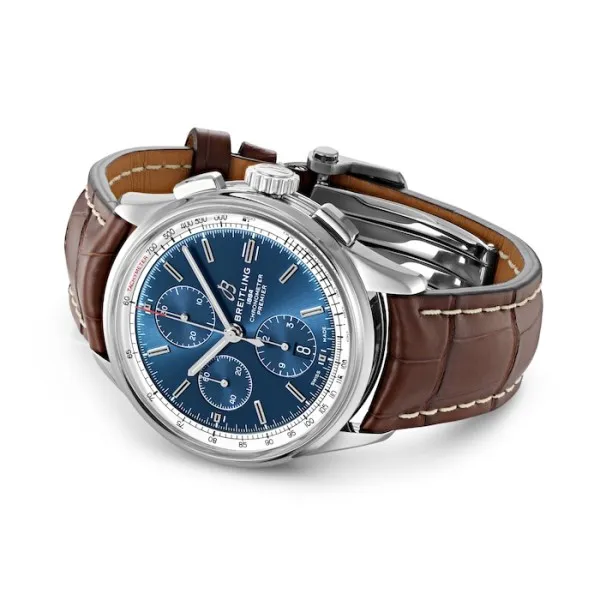 Breitling Premier Men Automatic Blue Crocodile Watch A13315351C1P1