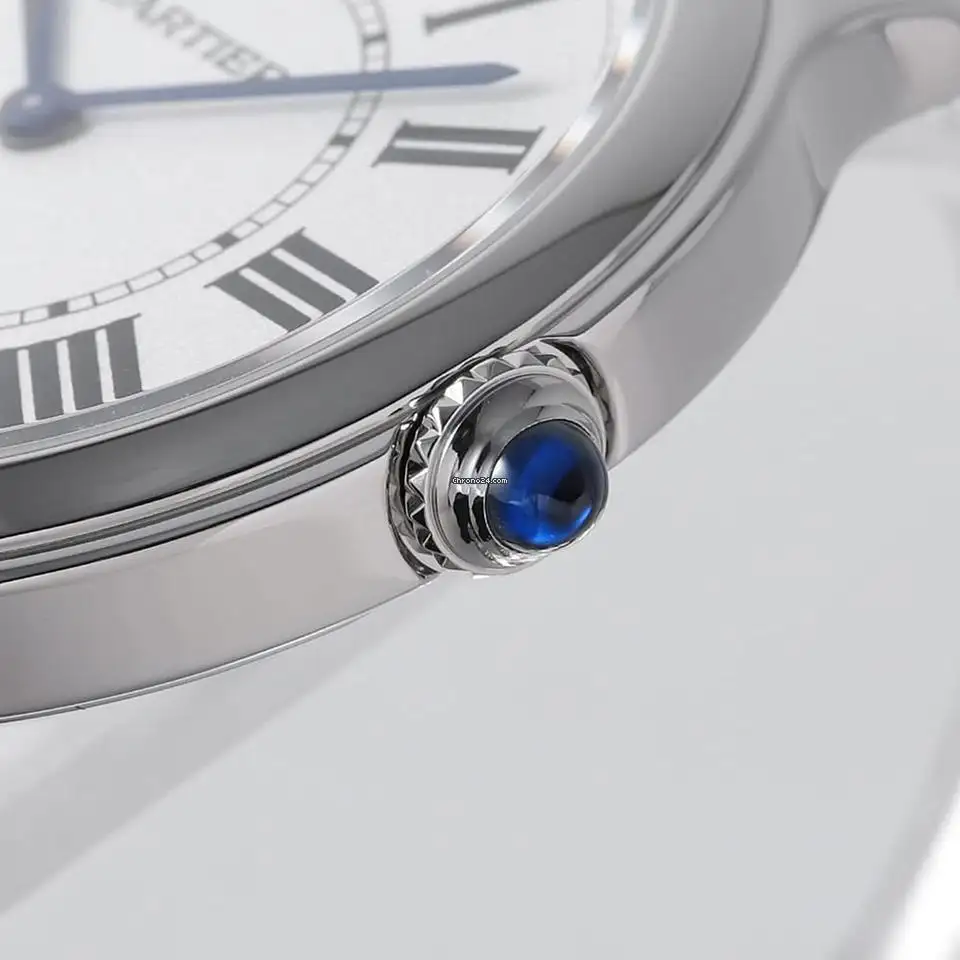 Cartier Ronde Must Men Quartz Silver Calf Watch WSRN0031