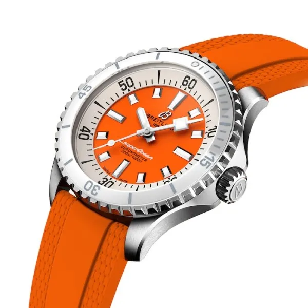 Breitling Superocean Unisex Automatic Orange Rubber Watch A17377211O1S1
