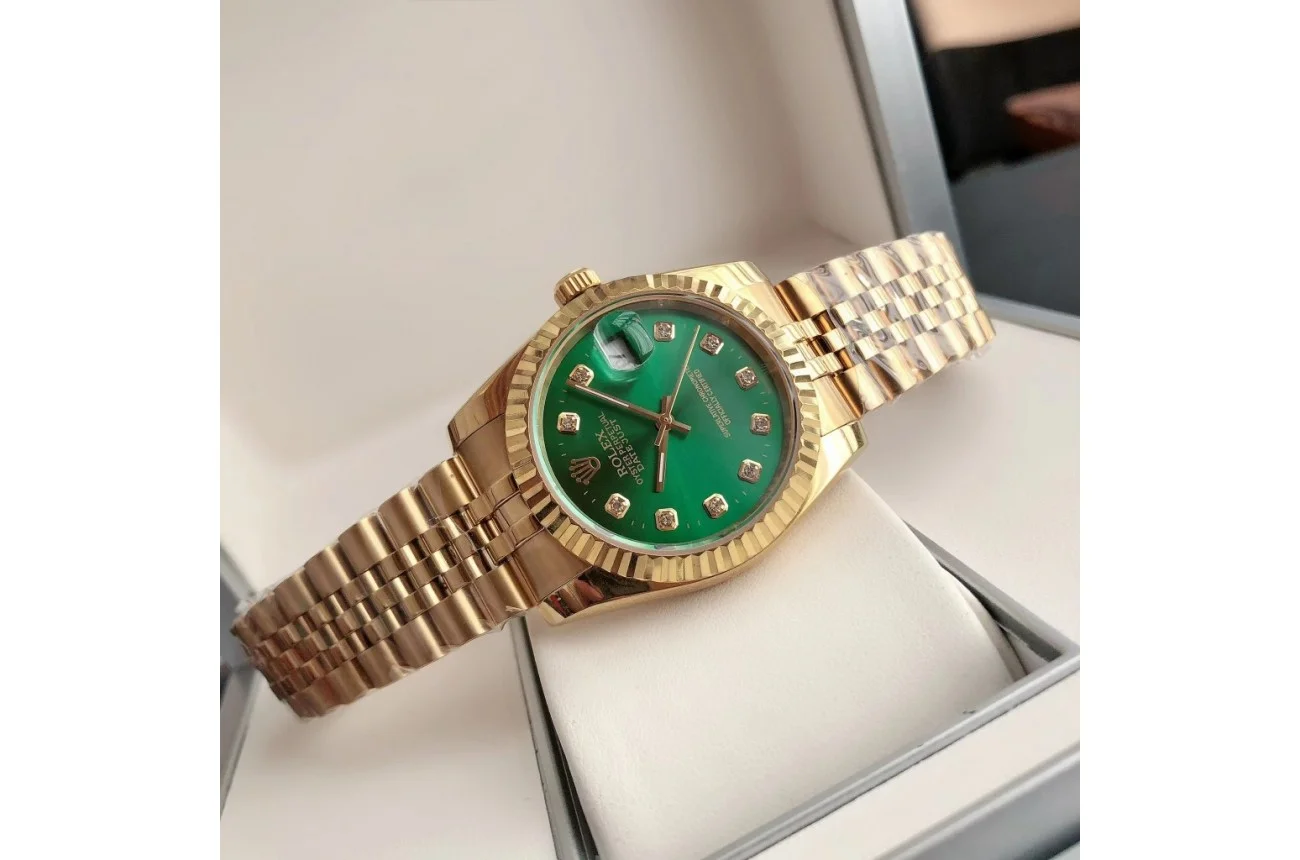 Couple Watches Rolex Datejust 36/28mm RG/RG Jub Green/Dial