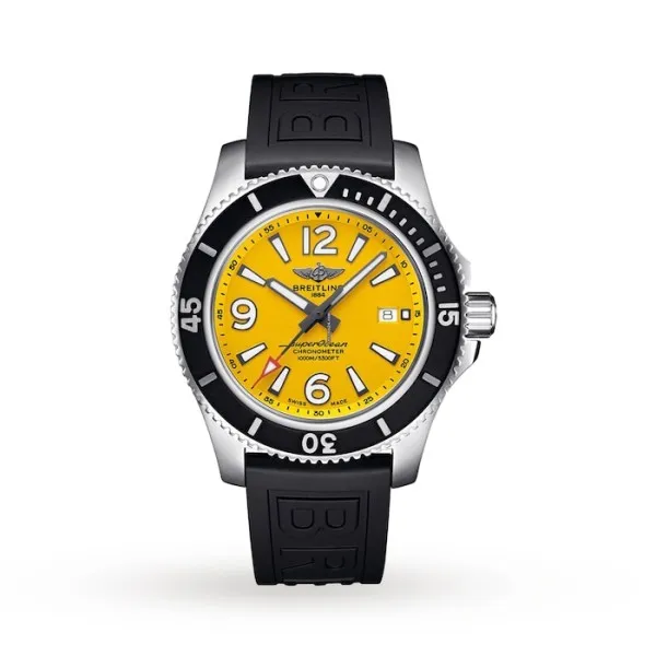 Breitling Superocean Men Automatic Yellow Rubber Watch A17367021I1S2