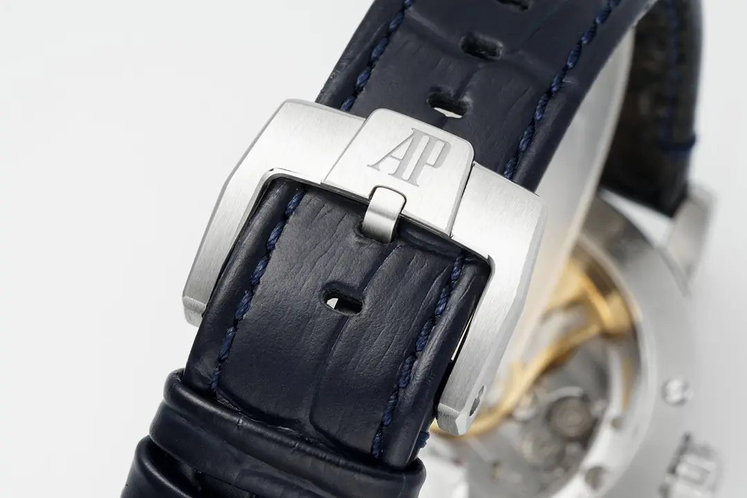 watch Audemars Piguet CODE 11.59 Blue Dial Three-Hand Automatic Watch with Leather Strap