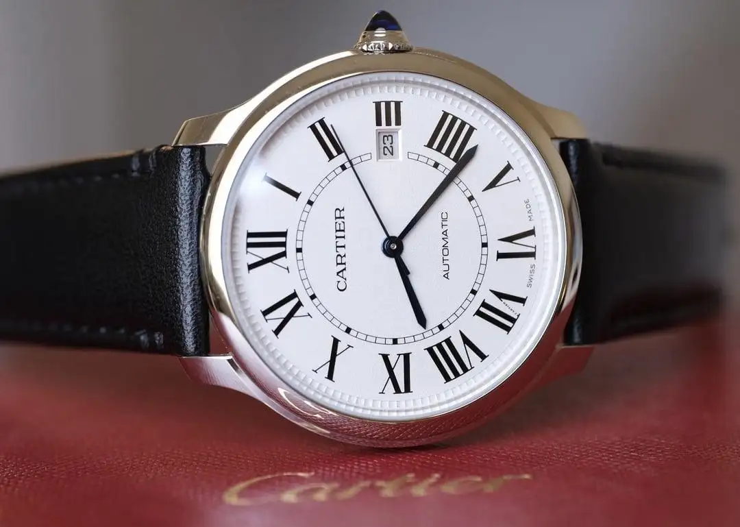 Cartier Ronde Must Men Quartz Silver Calf Watch WSRN0032