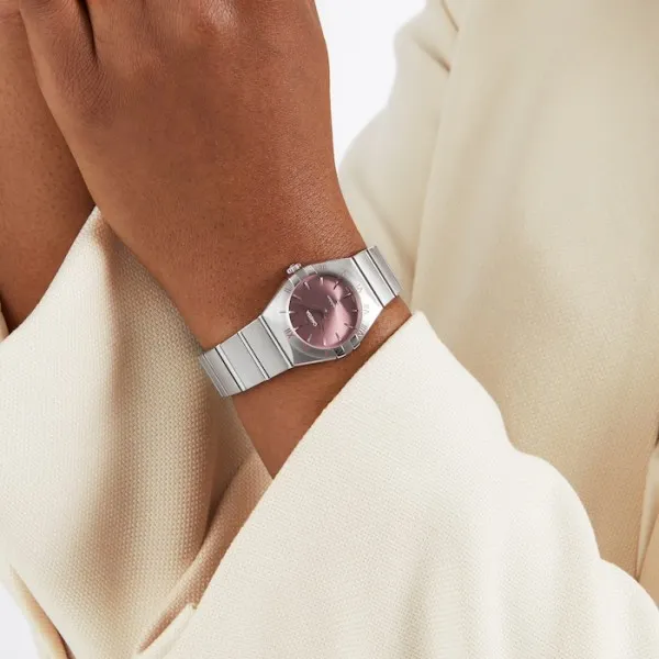 Omega Constellation Women Quartz Pink Stainless Steel Watch O13110286011001