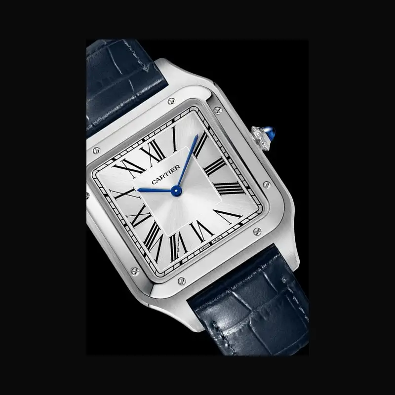 Cartier Santos-Dumont Men Quartz Silver Alligator Watch WSSA0022