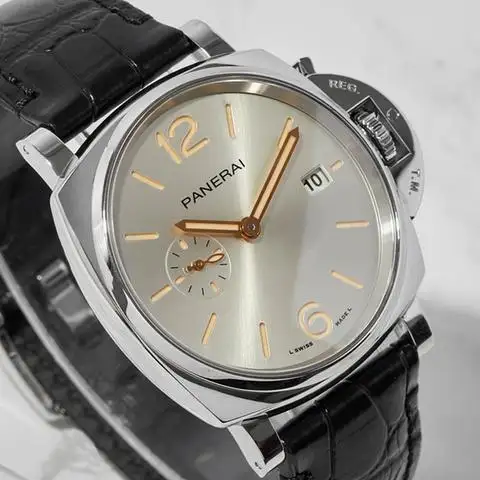 Panerai Luminor Due Men Automatic Ivory Alligator Watch PAM01249