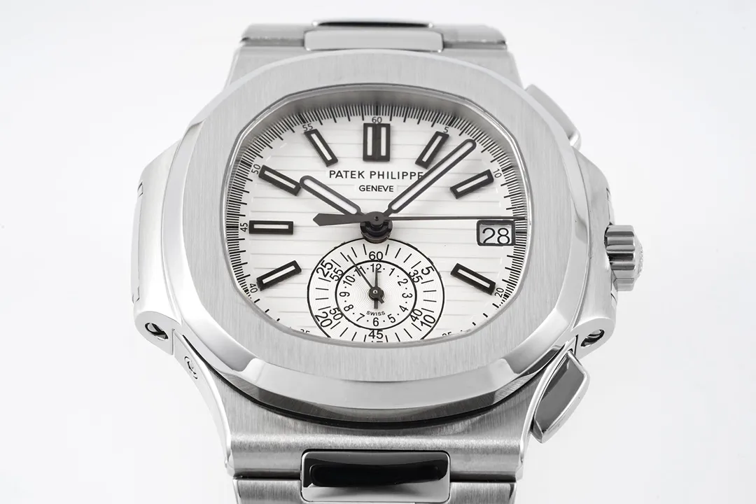 Patek Philippe Silver Nautilus Chronograph Watch