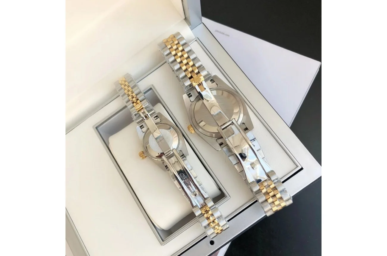 Couple Watches Rolex Datejust 36/28mm RG/SS Jub Sliver/Dia