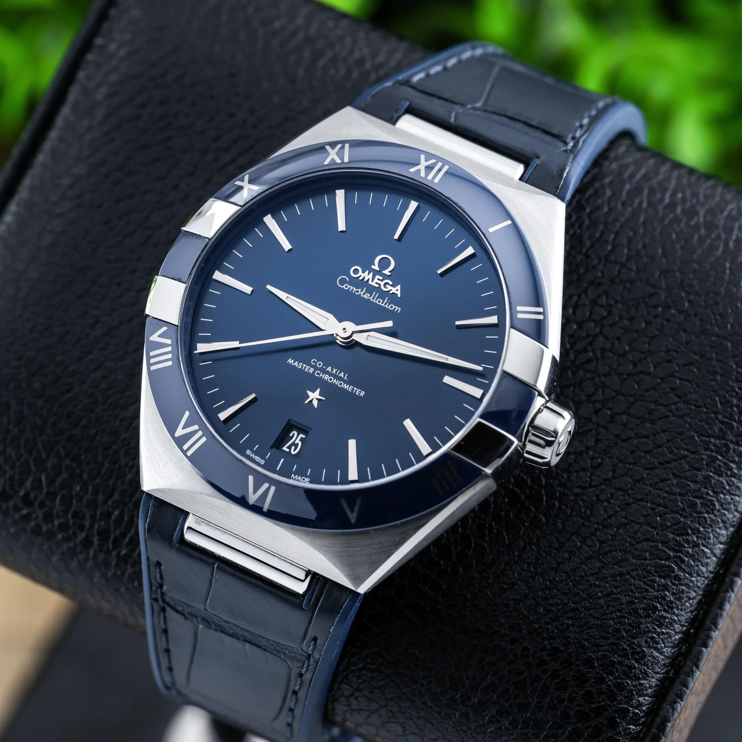Omega Constellation Men Automatic Blue Leather Watch O13133412103001