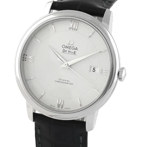 Omega De Ville Men Automatic Silver Leather Watch O42413402002001
