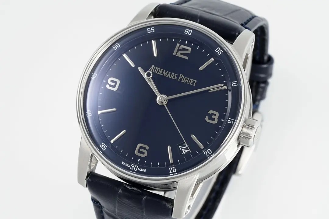 watch Audemars Piguet CODE 11.59 Blue Dial Three-Hand Automatic Watch with Leather Strap