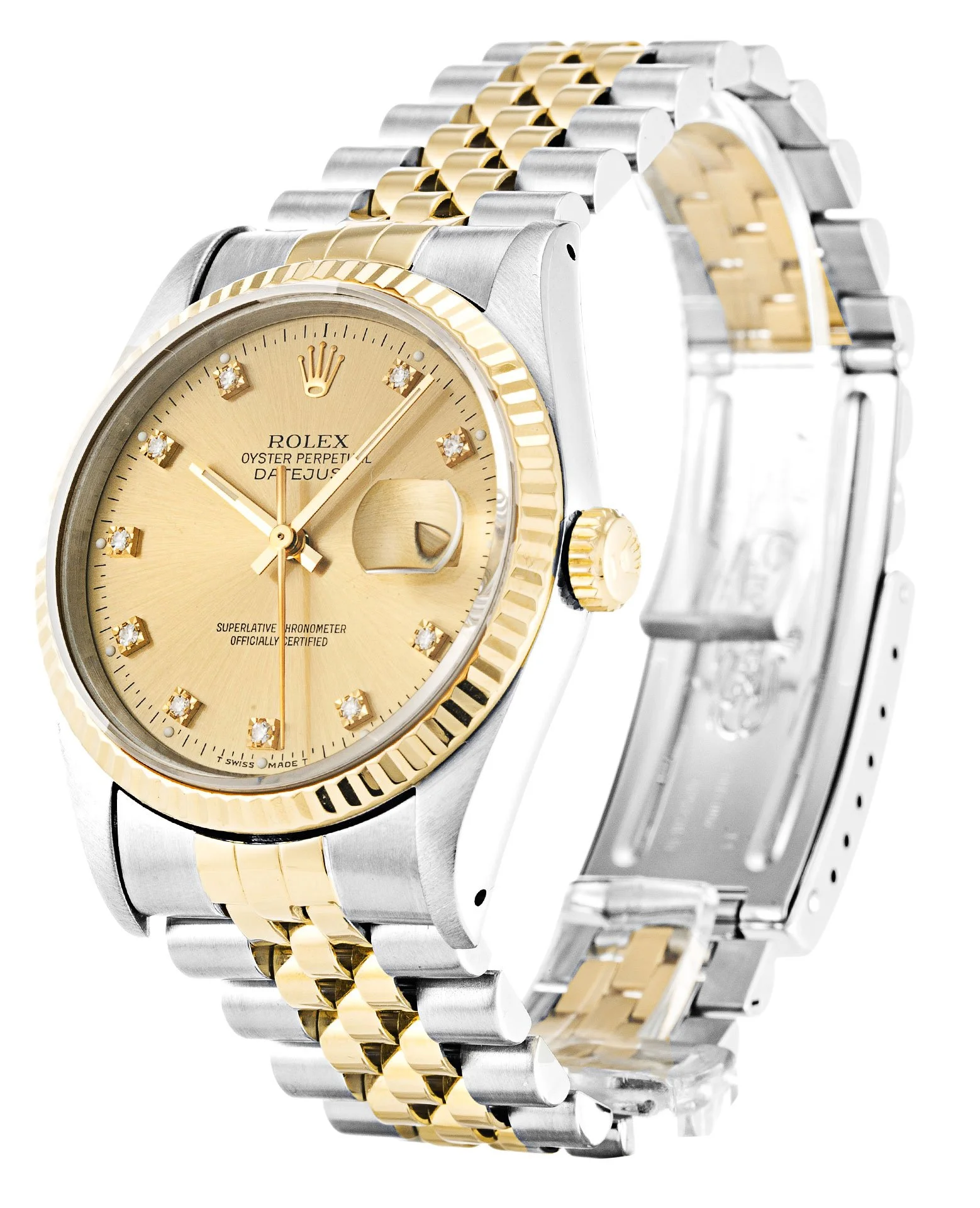 Rolex Datejust 36mm Champagne Diamonds Dial 16233