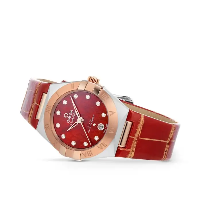 Omega Constellation Women Automatic Red Leather Watch O13123292099002