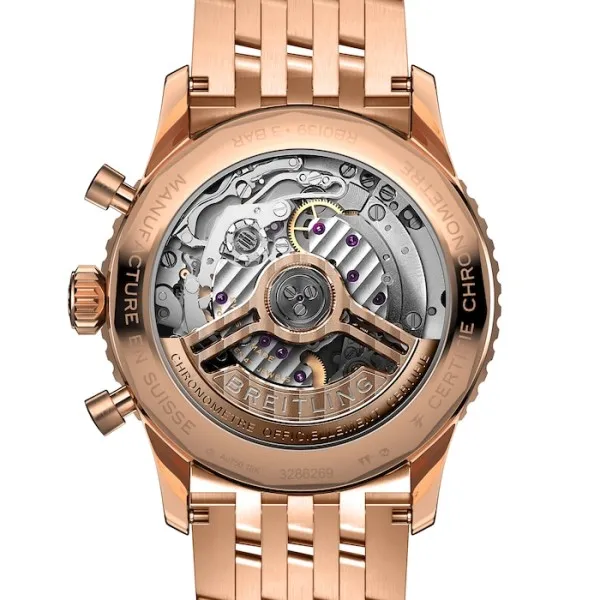 Breitling Navitimer Men Automatic Silver 18ct Rose Gold Watch RB0139211G1R1