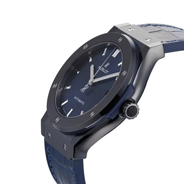 Hublot Classic Fusion Men Automatic Blue Rubber and Alligator Watch 511.CM.7170.LR